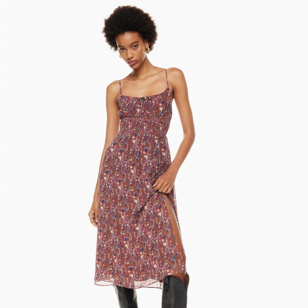 Aritzia Genoa Midi Dress floral deep red Medium (fits like small)